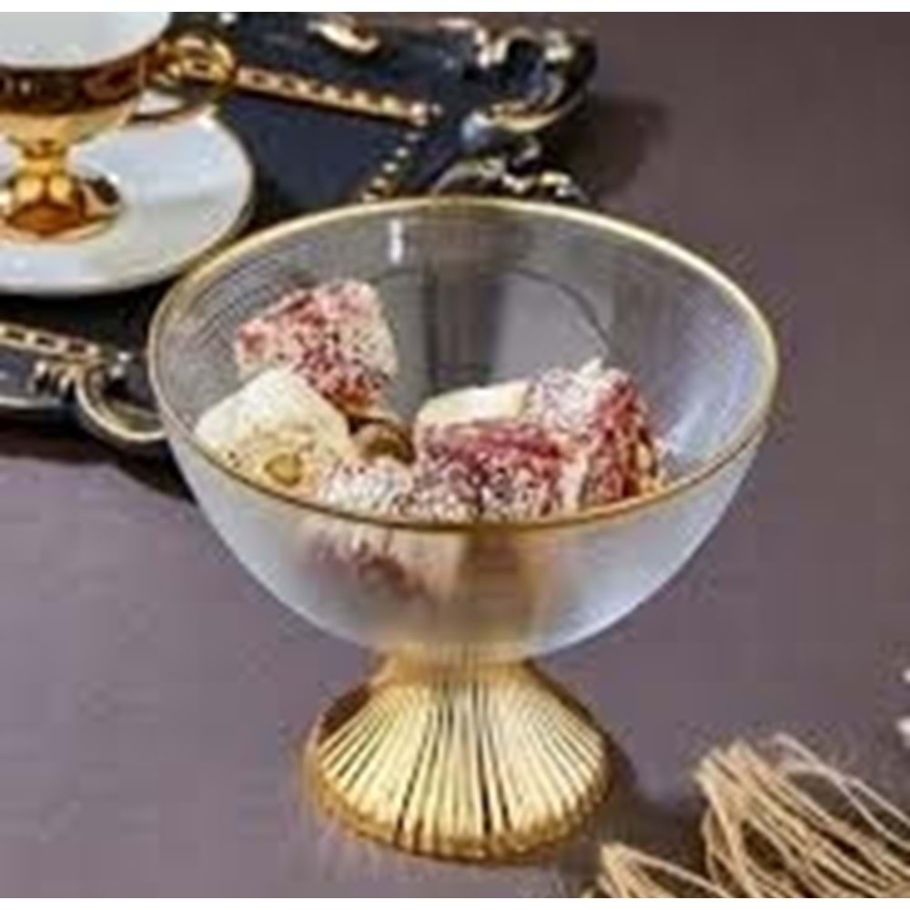 15 CM ASORTİ AYAKLI ŞEKERLİK ŞEFFAF GOLD*36