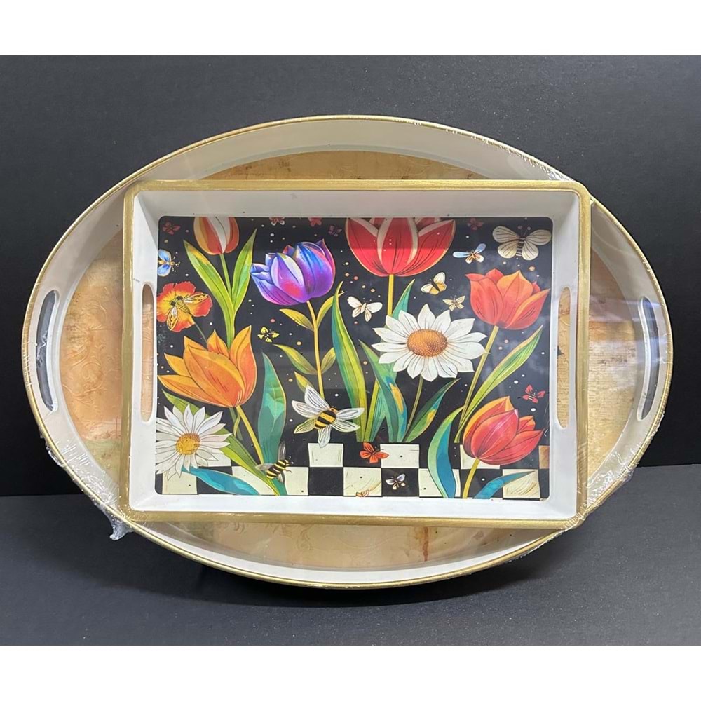 İSRA 2Lİ LÜKS BEYAZ ADA TEPSİ