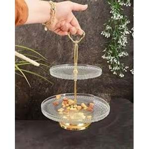 2KATLI SPİCA APARATLI AYAKLI CAM SUNUMLUK*12