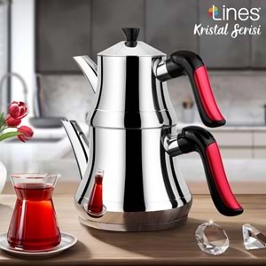 LİNES NAZ AİLE ÇAYDANLIK KRİSTAL KULP BORDO L-3033