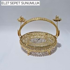 EL27 ALTIN METAL CAMLI SEPET SUNUMLUK