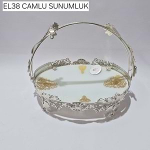 EL38 METAL GÜMÜŞ CAMLI SUNUMLUK