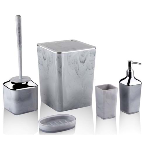 LOSSA 5Lİ KARE MERMER DESENLİ BANYO SETİ