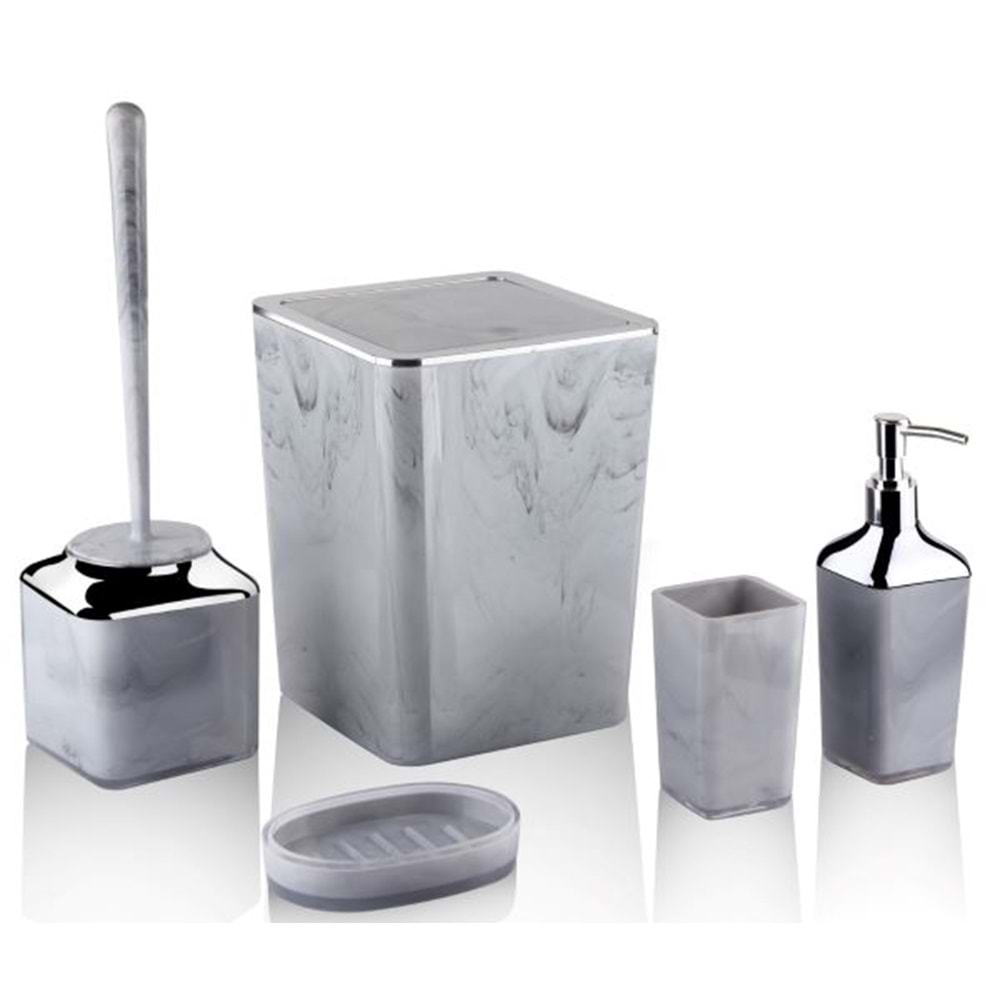 LOSSA 5Lİ KARE MERMER DESENLİ BANYO SETİ