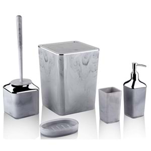 LOSSA 5Lİ KARE MERMER DESENLİ BANYO SETİ