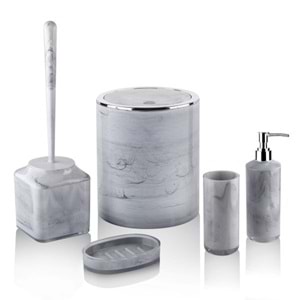 LOSSA 5Lİ YUVARLAK MERMER DESENLİ BANYO SETİ